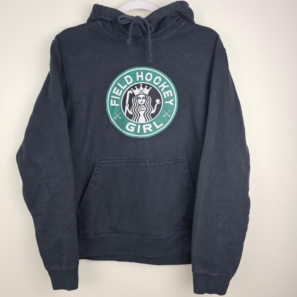 Port‎ & Company Hoodie Womens M Black Field Hockey Girl Parody Graphic Pullover